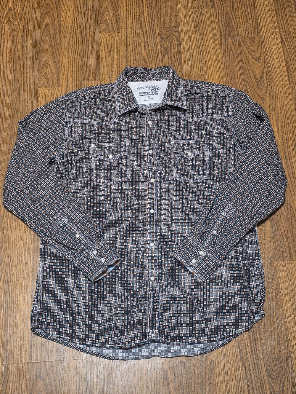 Wrangler 20X Competition Advanced Comfort Pearl Snap Western Shirt Geo Print XL